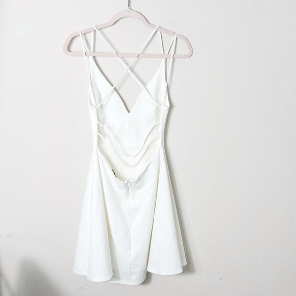 Lulus Believe in Love White Strappy Backless Skater Mini White Dress Sz Medium - Picture 6 of 15